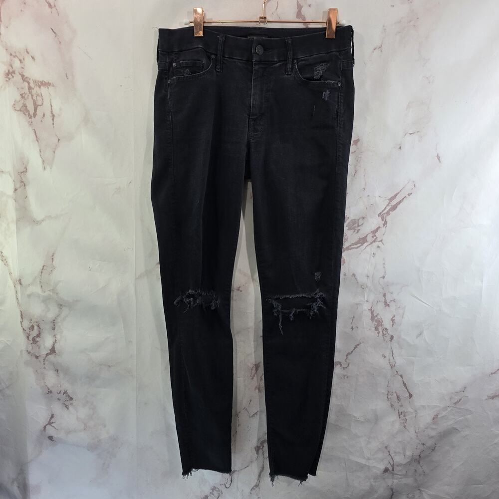 Mother Jeans Womens 26 Black Skinny Looker Ankle Fray Guilty As Sin High Rise